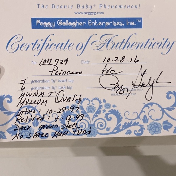 Huge Sale Princess PVC Ty Beanie Babies Museum Quality NWMT COA Rare Collectible - Picture 4 of 4